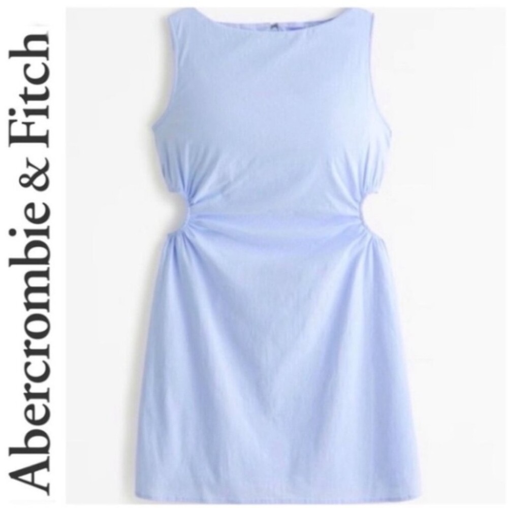 Abercrombie & Fitch Light Blue Stretch Cotton Cutout Mini Dress